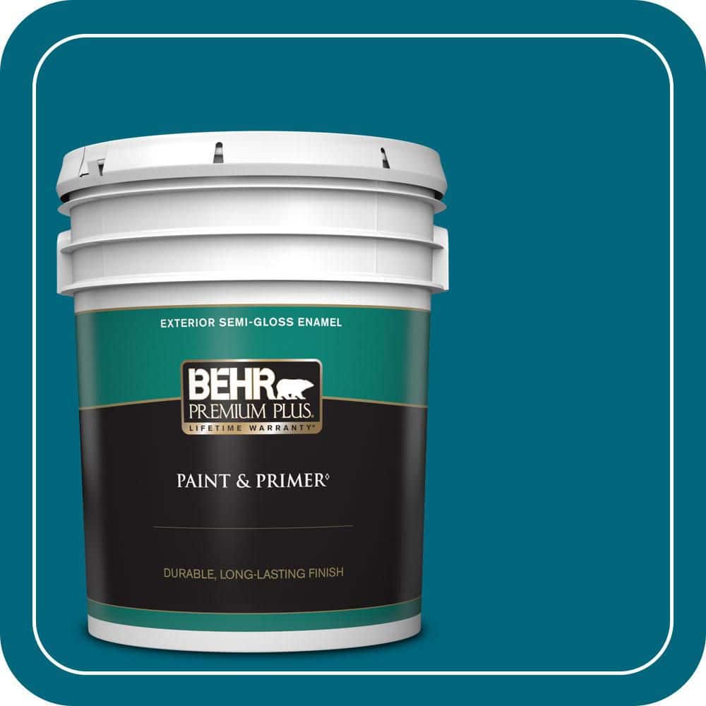 BEHR PREMIUM PLUS 5 gal. #P480-7 Striking Semi-Gloss Enamel Exterior Paint & Primer