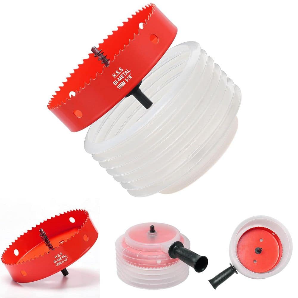 Unbranded 6-1/8 in. Hole Saw with Drill Dust Cover Collector Scalable Handle for Recessed Lighting Wood Drywall Cutting (2)