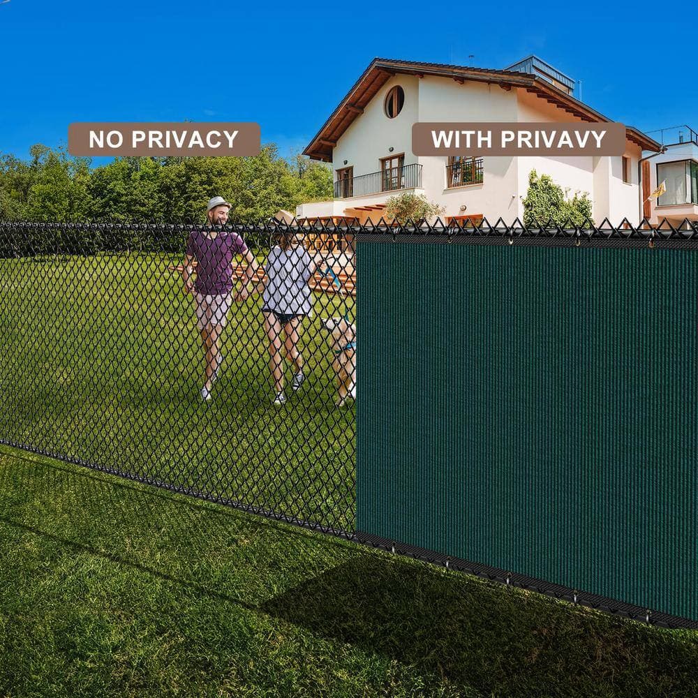 Phewnyzo 6 ft. x 50 ft. Dark Green Privacy Screen Mesh Plastic Heavy Duty Shade Net for Wall, Garden, Yard, Backyard, Patio (3)