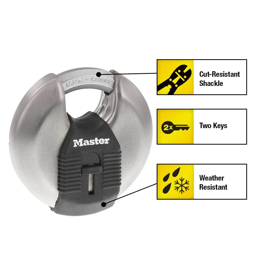 Master Lock Heavy Duty Outdoor Shrouded Padlock with Key, 3-1/8 in. Wide (4)