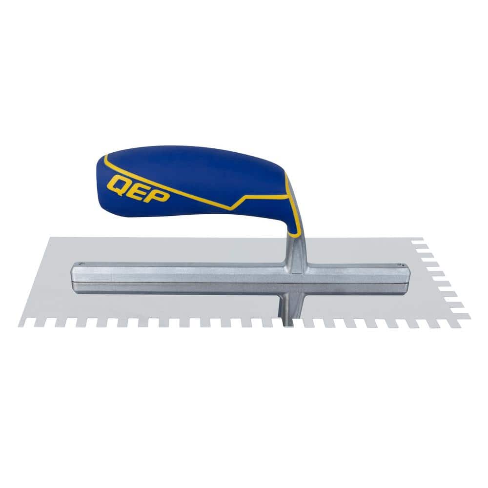 QEP 1/4 in. x 3/8 in. x 1/4 in. Comfort Grip Stainless Steel Square-Notch Flooring Trowel (4)