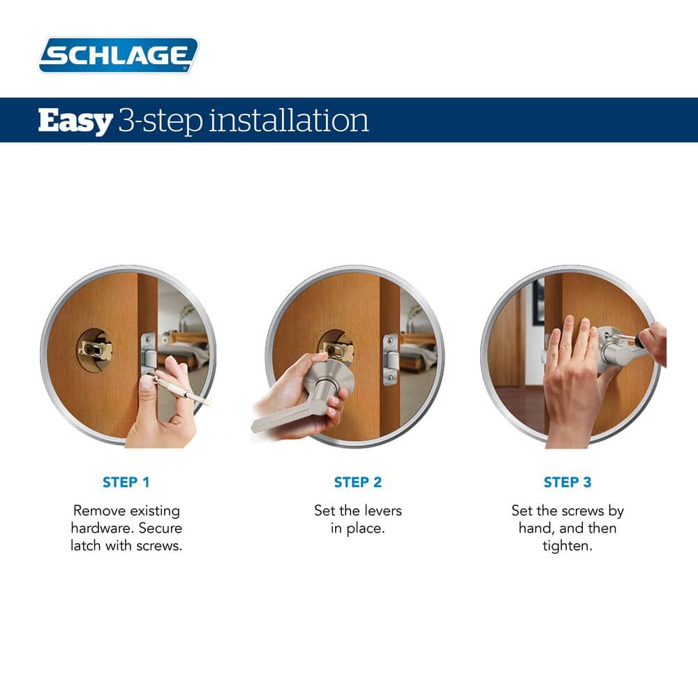 Schlage Flair Bright Brass Privacy Bed/Bath Door Handle (4)