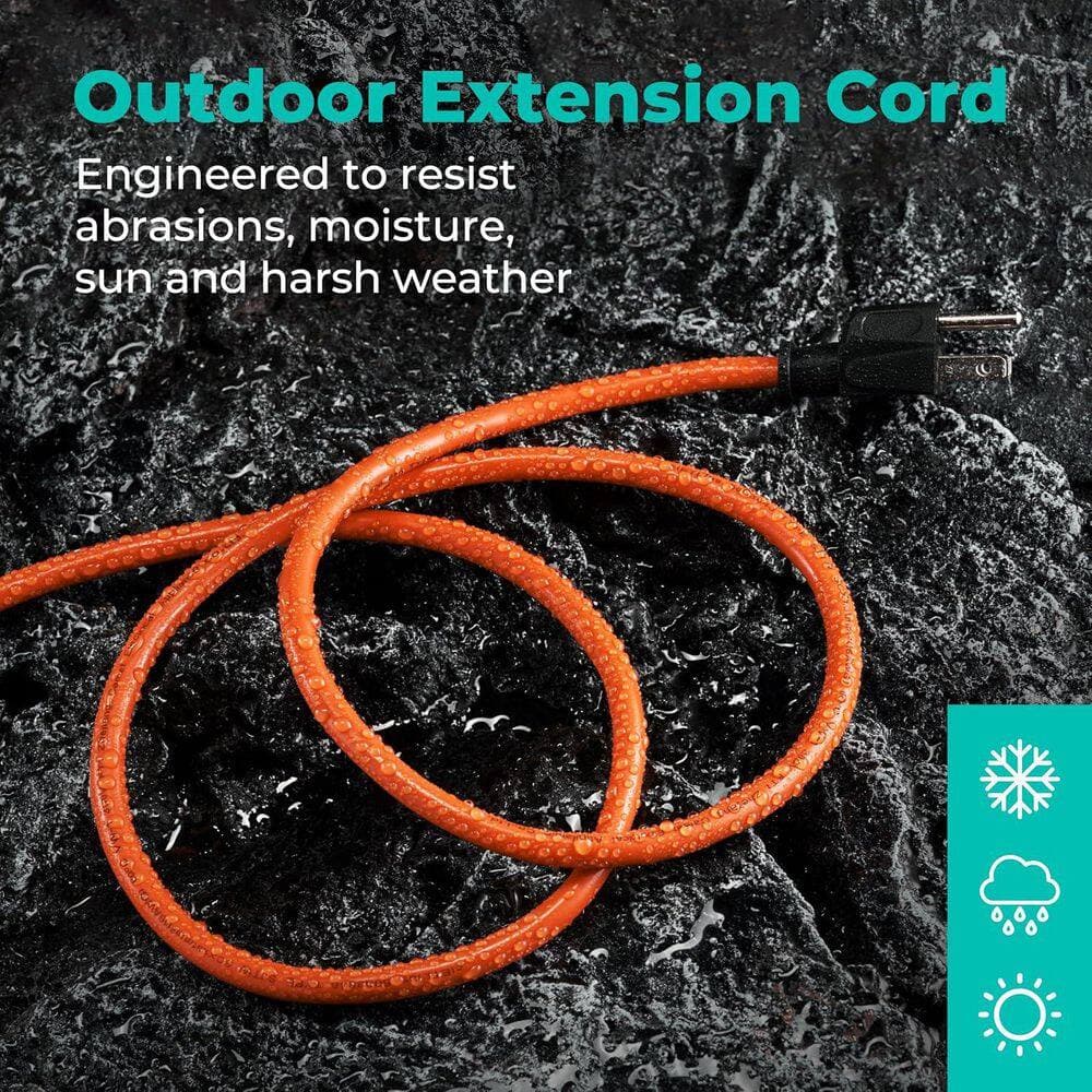 Lukyamzn 10 ft. 16/3 13 Amp 1610-Watt Indoor/Outdoor Extension Cord with Lighted End Durable SJTW Pure Copper Vinyl Jacket Orange (2)