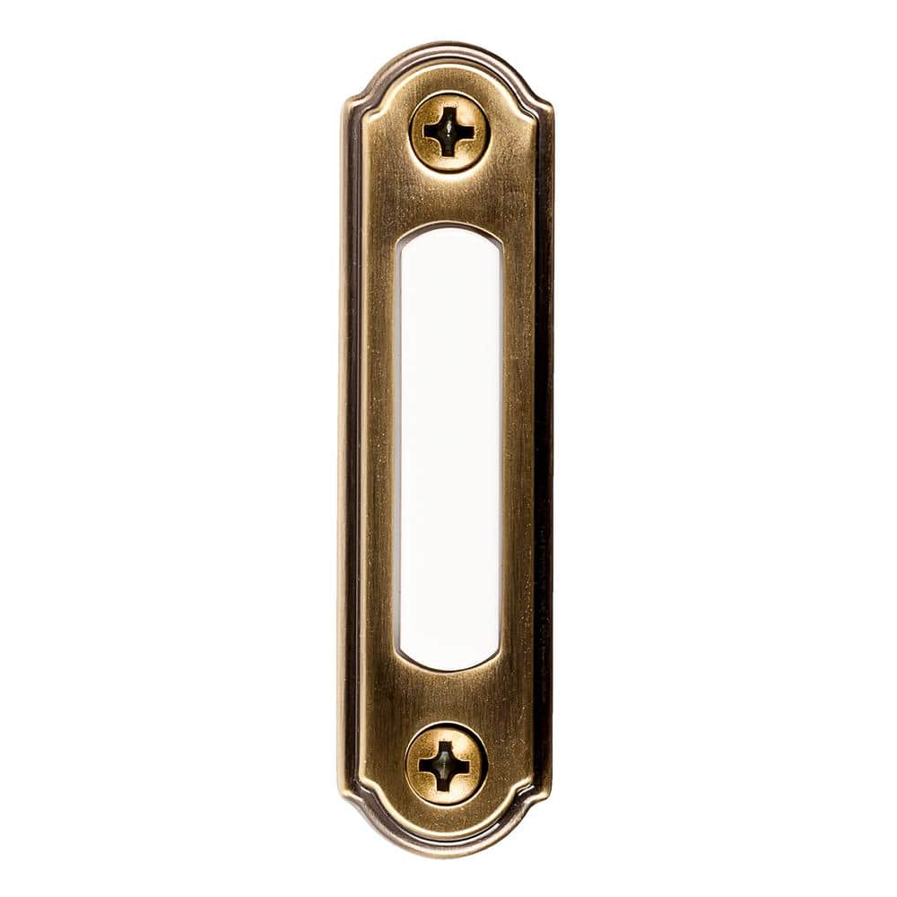 Defiant Wired LED Illuminated Doorbell Push Button, Antique Brass