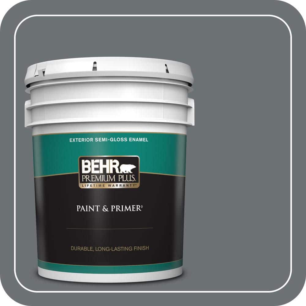 BEHR PREMIUM PLUS 5 gal. #PPU18-03 Antique Tin Semi-Gloss Enamel Exterior Paint & Primer