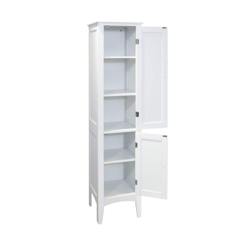 YSQCAR 15.36 in. W x 15.36 in. D x 63 in. H White MDF Freestanding Linen Cabinet with One-Drawer Tilt-Out Laundry Sorter (1)