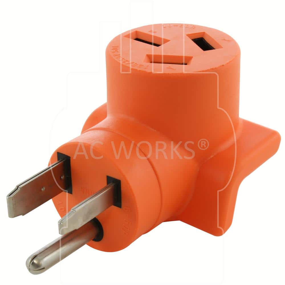 AC WORKS 6-50P Welder Plug to 10-50R 3-Prong 50 Amp 125/250-Volt Older Dryer/Range Adapter (3)