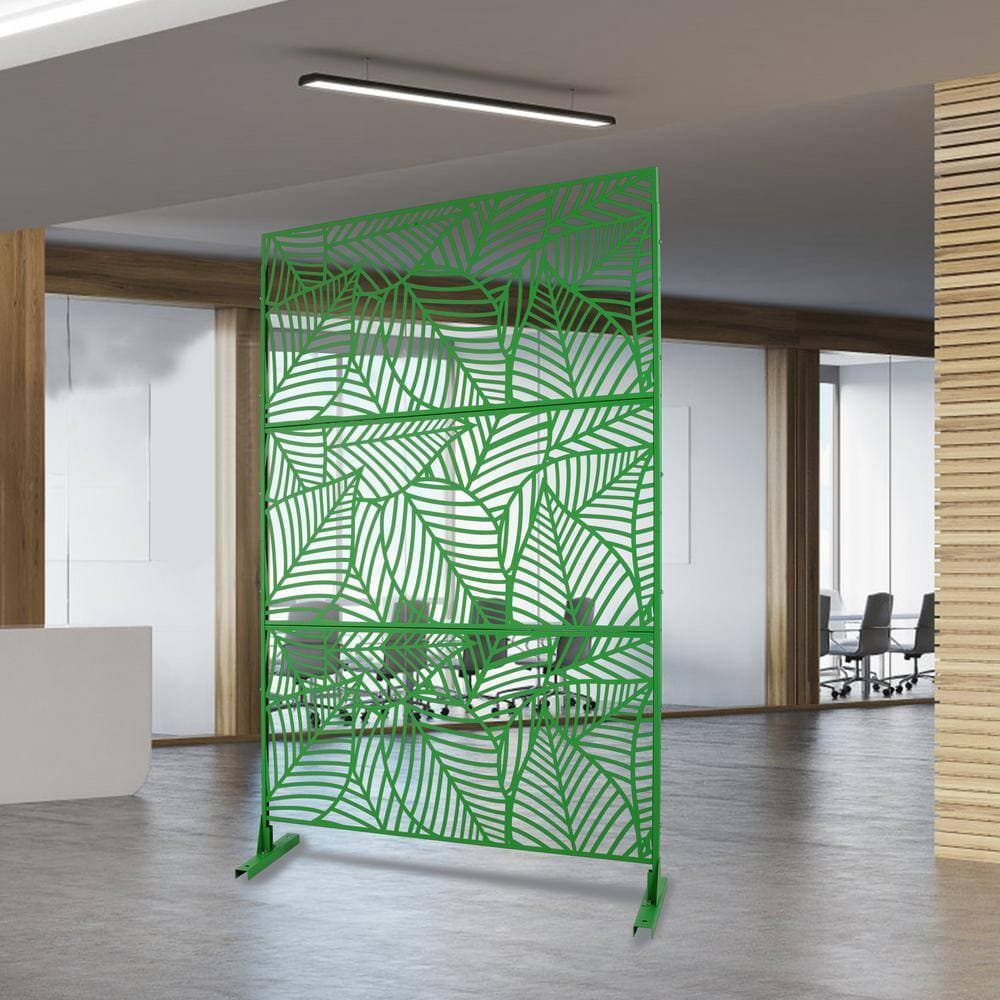Zeus & Ruta 76 in. H Green Steel Outdoor and Indoor Freestanding Privacy Screens for Deck, Balcony, Patio, Outside, Lawn and Garden (2)