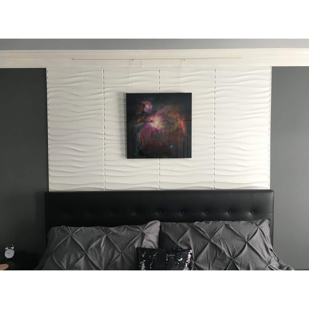 Art3dwallpanels 19.7 in. x 19.7 in. 33 sq. ft. White Downsand PVC 3D Wall Panels for Interior Decor (12-Pack) (2)