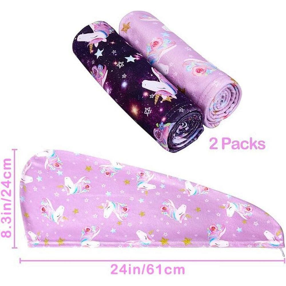 LAIFUCAM Purple Family Microfiber Hair Towel Wrap Bath Accessory Rapid Drying Absorbent Hair Turban Pack of 2 (2)