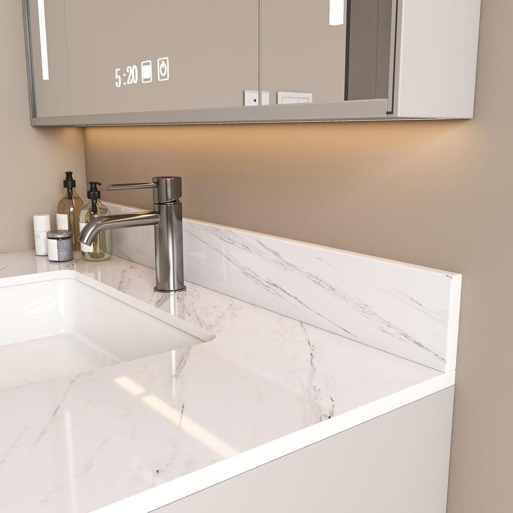 TCYO 37 in. W 22 in. D Engineered Stone Rectangular Single Sink Bathroom Vanity Top . (4)