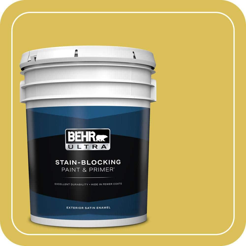 BEHR ULTRA 5 gal. #P320-6A Flustered Mustard Satin Enamel Exterior Paint & Primer