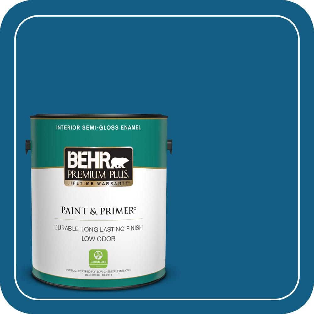 BEHR PREMIUM PLUS 1 gal. #S-H-550 Sapphire Sparkle Semi-Gloss Enamel Low Odor Interior Paint & Primer