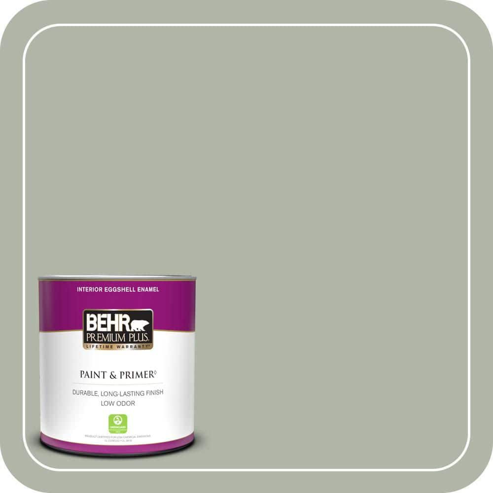 BEHR PREMIUM PLUS #ICC-56 Green Tea Enamel Interior/Exterior Paint & Primer Color Sample