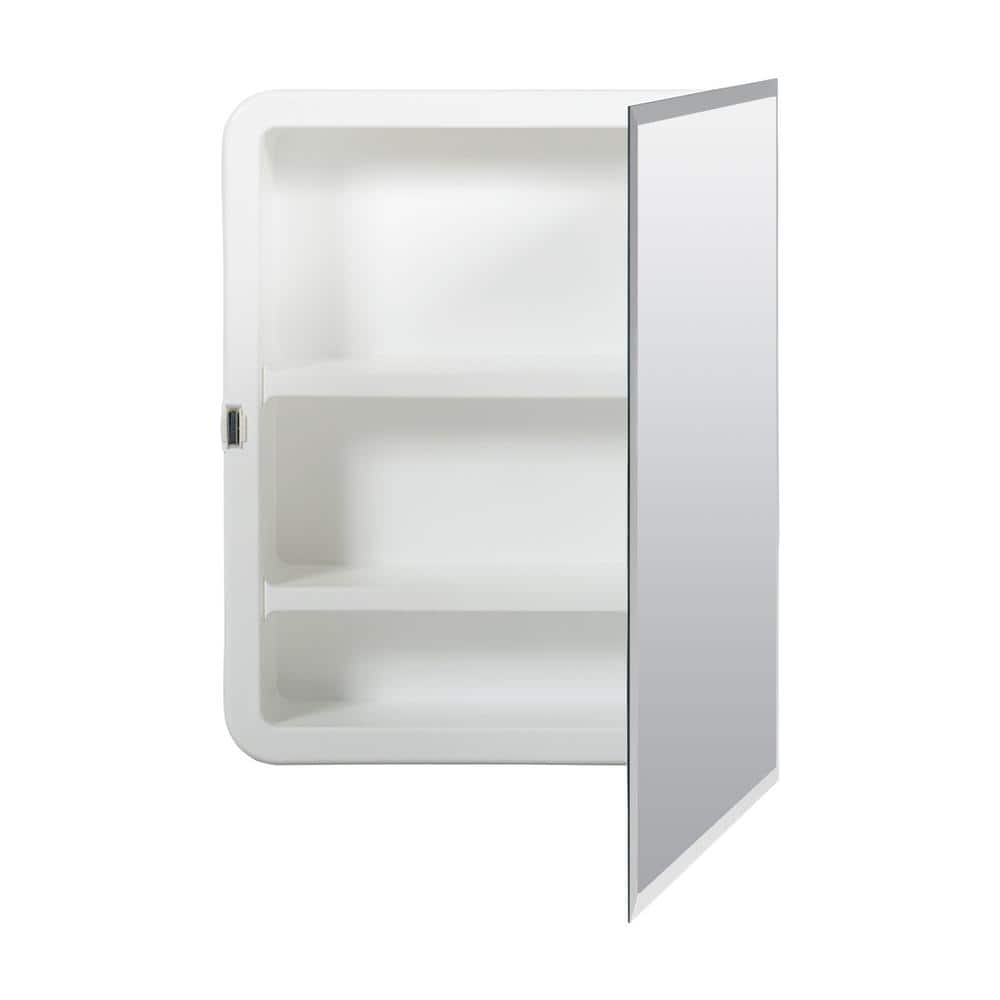 Glacier Bay 16 in. W x 20 in. H Rectangular Recessed or Surface Mount Frameless Beveled Mirror Medicine Cabinet (3)