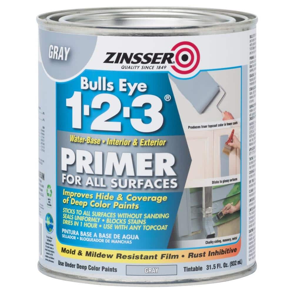Zinsser Bulls Eye 1-2-3 31.5 oz. Gray Water-Based Interior/Exterior Primer and Sealer