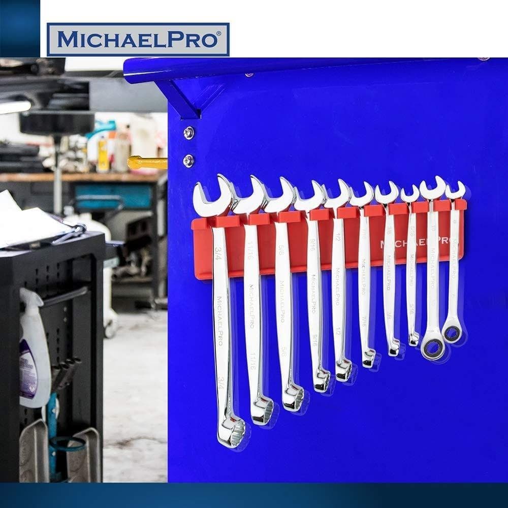 MICHAELPRO Magnetic Wrench Organizer - Hold 10-Piece Wrenches with Size 3/8" to 15/16" or 10mm to 19mm (2)
