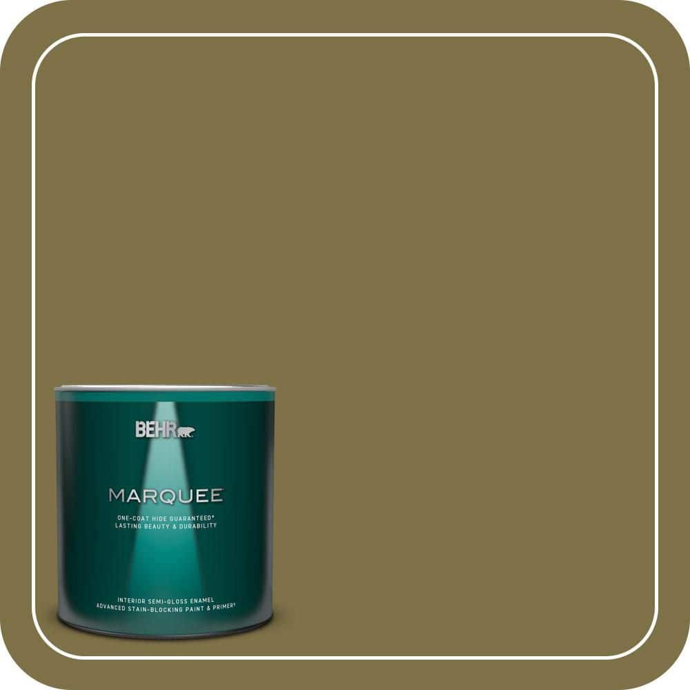 BEHR MARQUEE 1 qt. #S330-7 Olive Shade Semi-Gloss Enamel Interior Paint & Primer