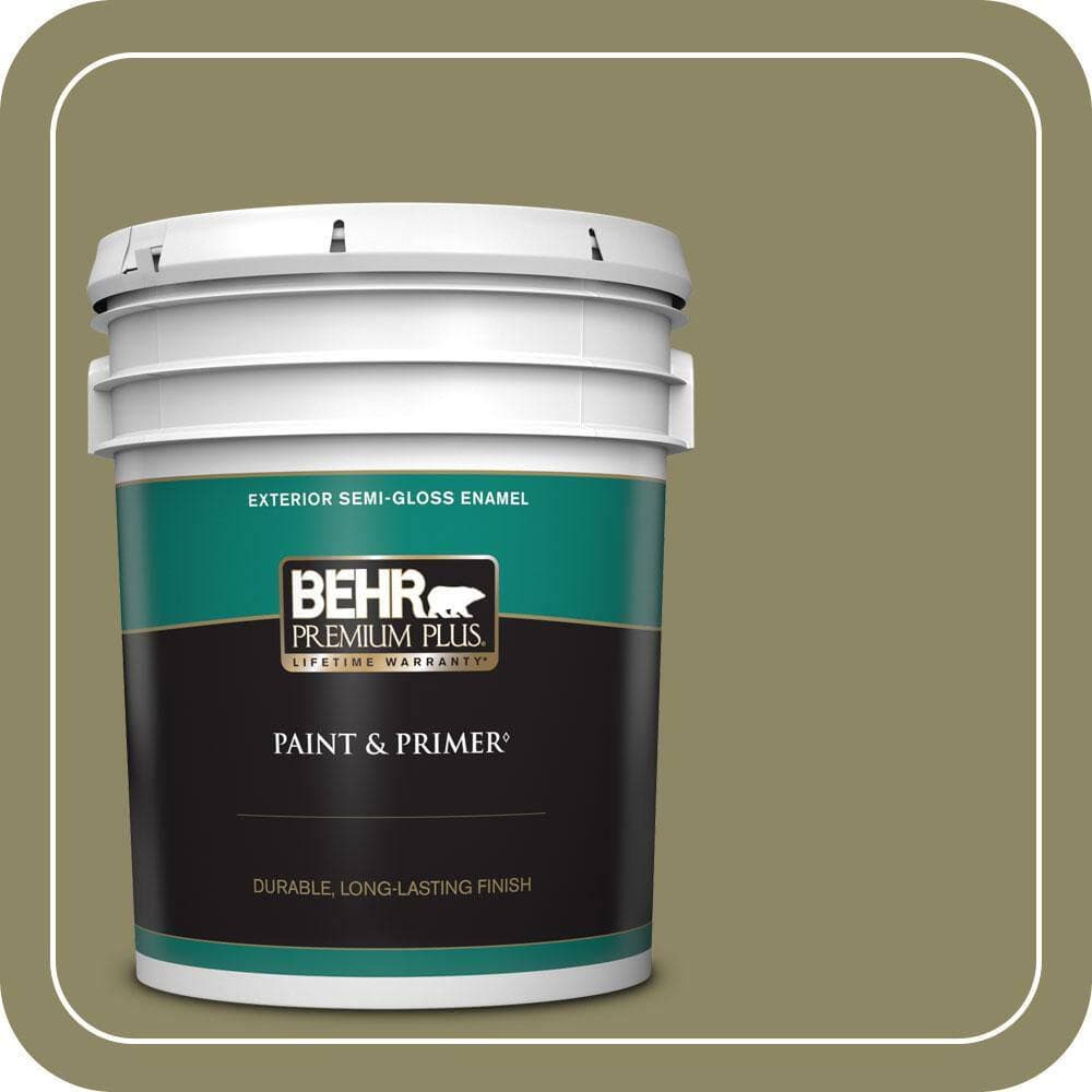 BEHR PREMIUM PLUS 5 gal. #PPU9-23 Oregano Spice Semi-Gloss Enamel Exterior Paint & Primer