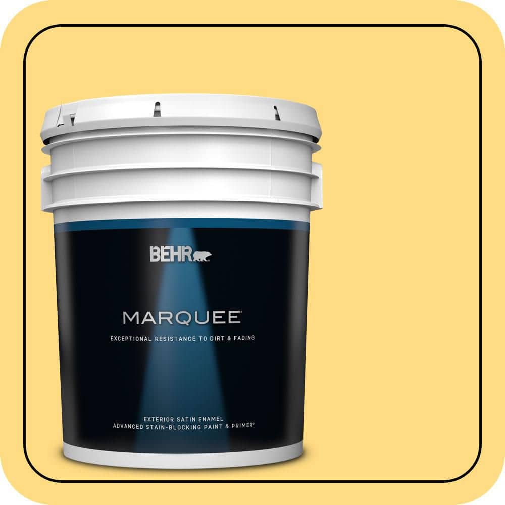 BEHR MARQUEE 5 gal. #P290-4 Spirited Yellow Satin Enamel Exterior Paint & Primer