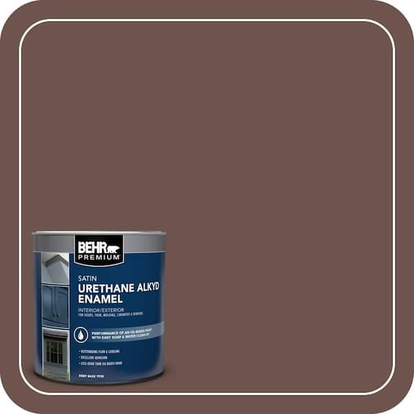 BEHR PREMIUM 1 qt. #N130-7 Double Fudge Satin Enamel Urethane Alkyd Interior/Exterior Paint (2)