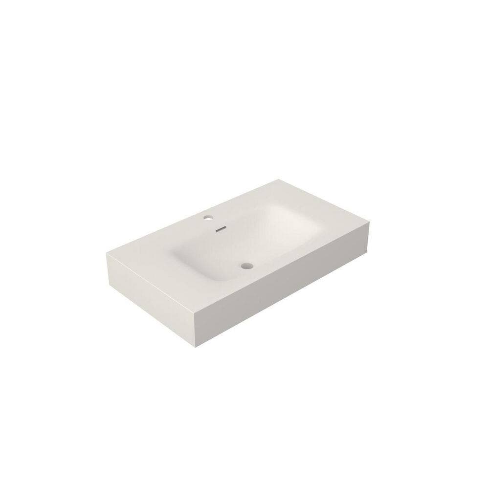 LIVACA 31.90 in. x 18.10 in. Drop-In Bathroom Sink in Matte White Solid Surface with Easy Installation (3)