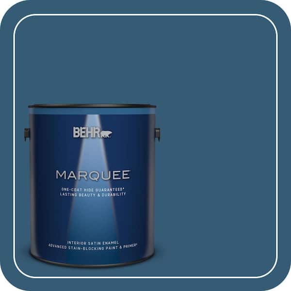 BEHR MARQUEE 1 gal. #M490-7 Shasta Lake One-Coat Hide Satin Enamel Interior Paint & Primer (2)