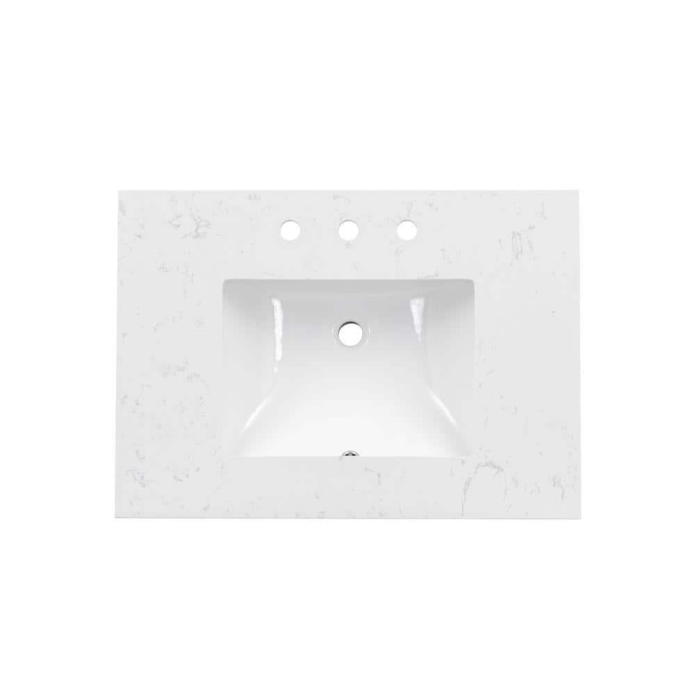 Crawford & Burke 31 in. Undermount Bathroom Sink White Engineered Stone with