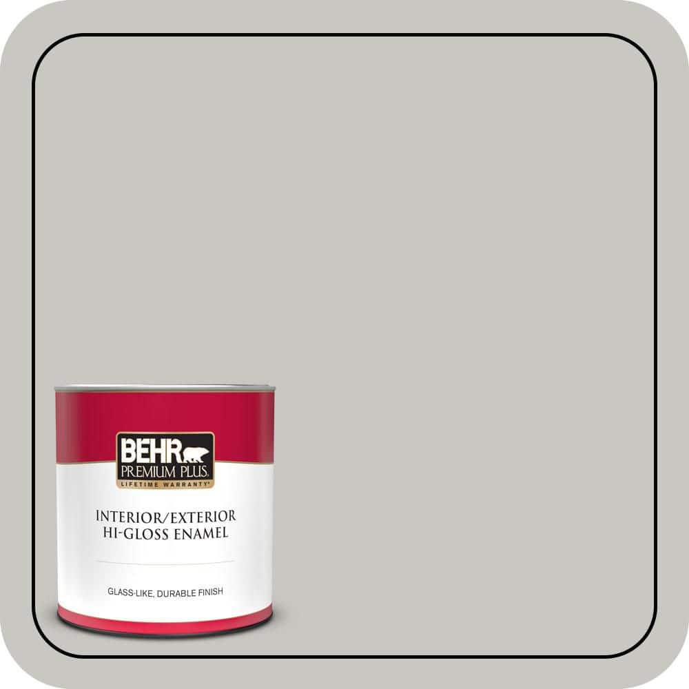 BEHR PREMIUM PLUS 1 qt. #MQ2-59 Silver City Hi-Gloss Enamel Interior/Exterior Paint & Primer (1)