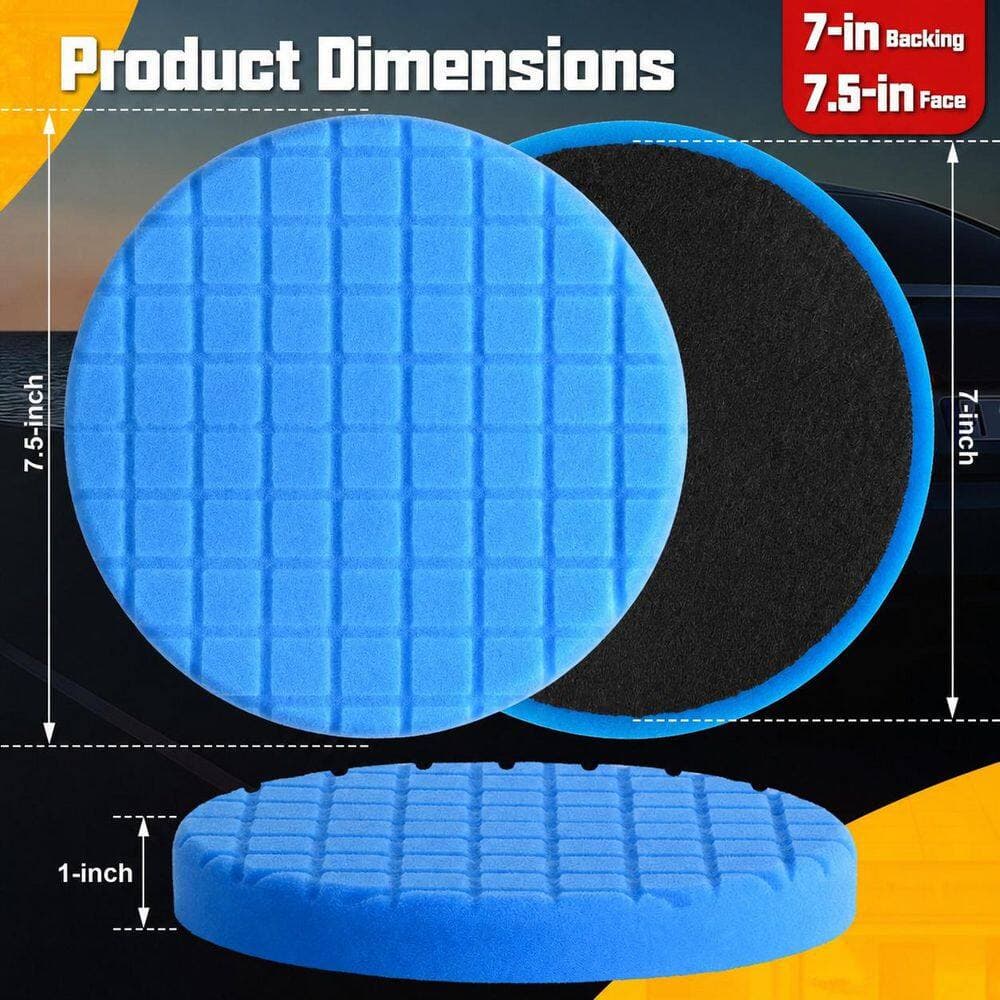 LAIFUCAM 7 Inch Sponge Buffing Polishing Pads Kit with Velcro Backing for Car Waxing Sealing Glaze Scratch Removal 6 PCS (2)