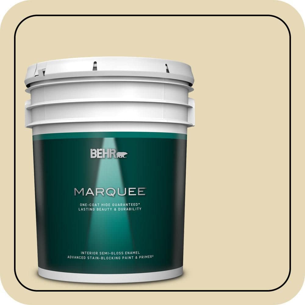 BEHR MARQUEE 5 gal. #PPU8-13 Lemon Balm Semi-Gloss Enamel Interior Paint & Primer