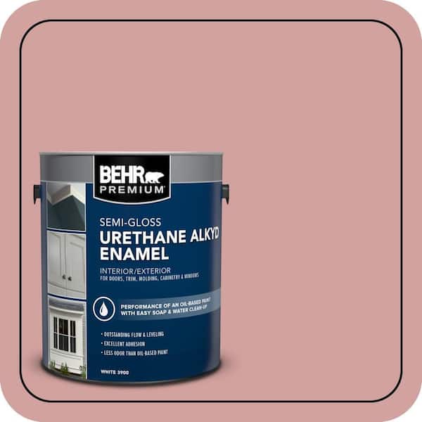 BEHR PREMIUM 1 gal. #S150-3 Rose Pottery Urethane Alkyd Semi-Gloss Enamel Interior/Exterior Paint (2)