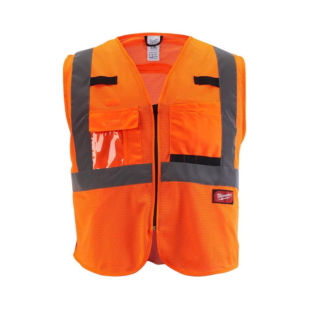 Milwaukee 4X-Large/5X-Large Orange Class 2 Mesh High Visibility Safety Vest with 9-Pockets (4-Pack)
