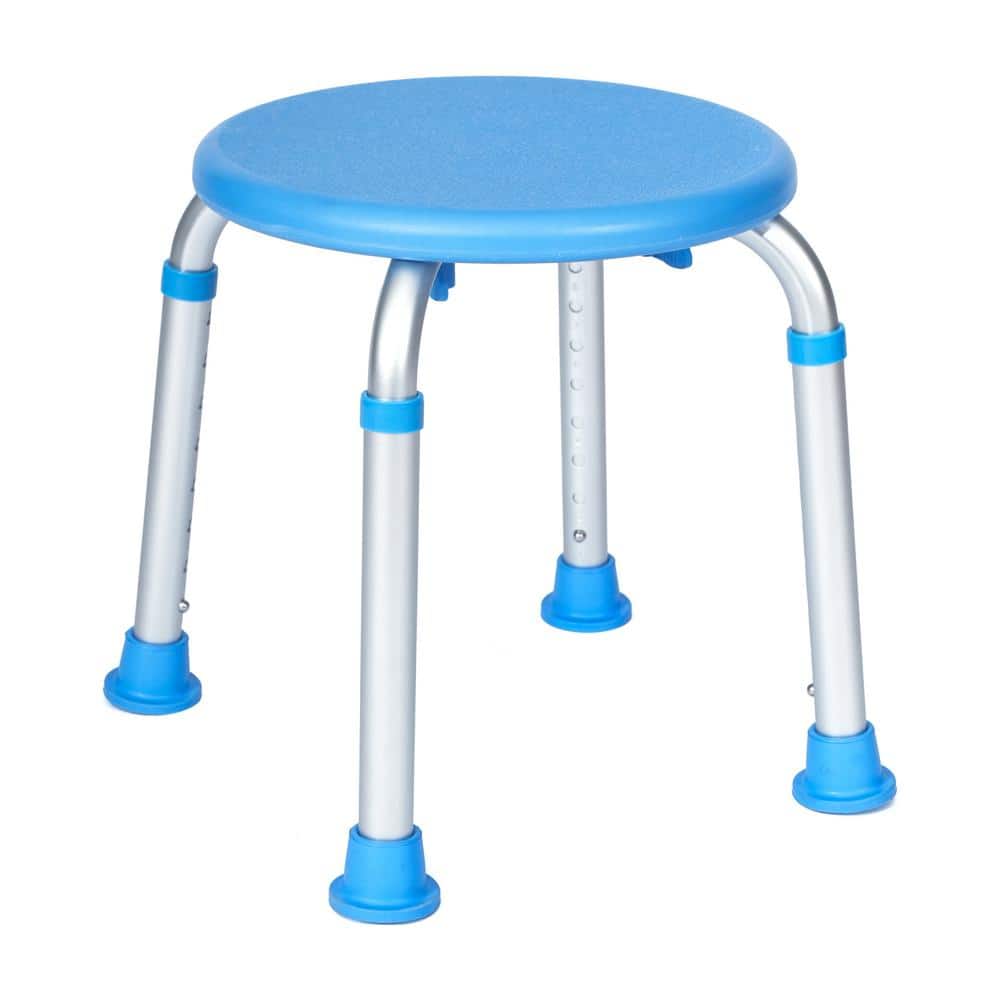 Carnegy Avenue Hercules 14.25 in. W Adjustable Height Plastic Shower Bench with Height-Adjust Frame and Tool-Free Assembly in Blue (1)
