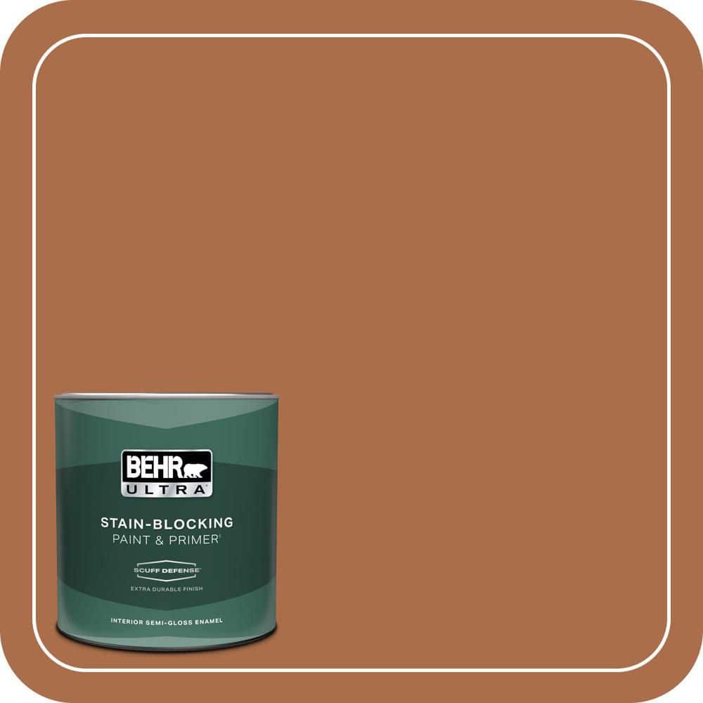 BEHR ULTRA 1 qt. #QE-13 Smoldering Copper Extra Durable Semi-Gloss Enamel Interior Paint & Primer
