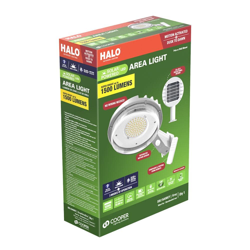 HALO SBL 125-Watt Equivalent Integrated LED Gray MTN+D2D Outdoor Solar Barn Light, 1500 lumens at 5000K, weather resistant (3)