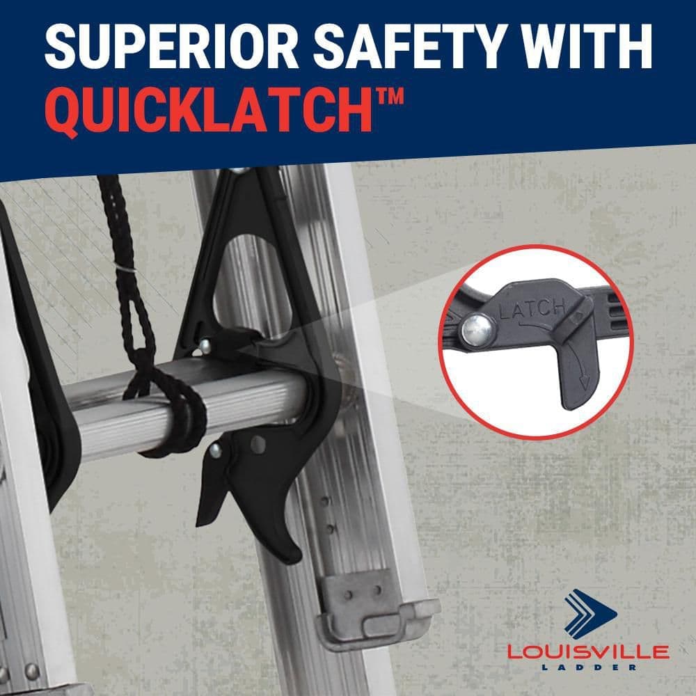 Louisville Ladder Aluminum Extension Ladder with 250 lbs. Load Capacity Type I Duty Rating (4)