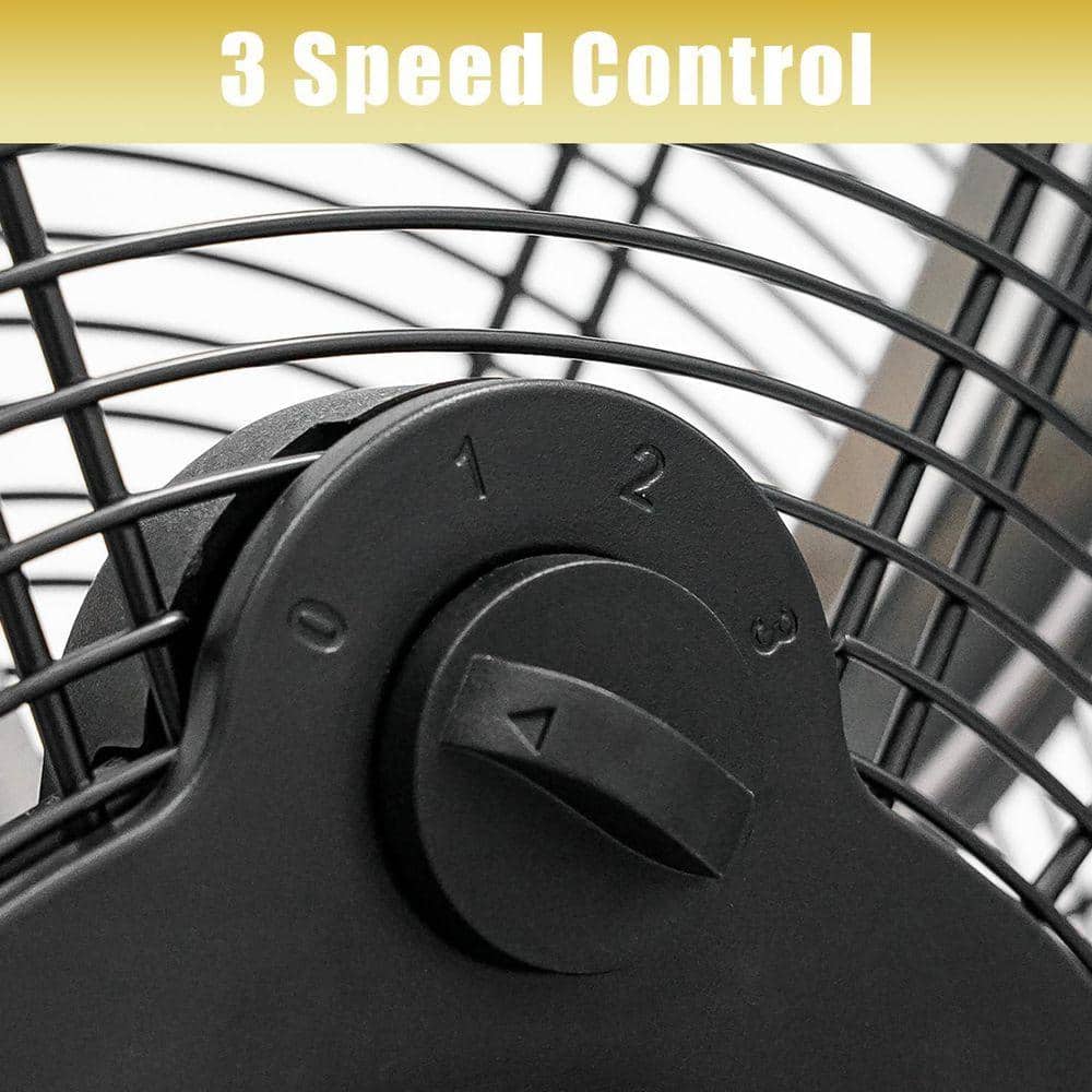 Stbine 20 in. 3-Speed Pedestal Fan-50° Tilt, 4300 CFM 1/5HP Motor in Black for Warehouse/Gym/Garage UL Listed (3)