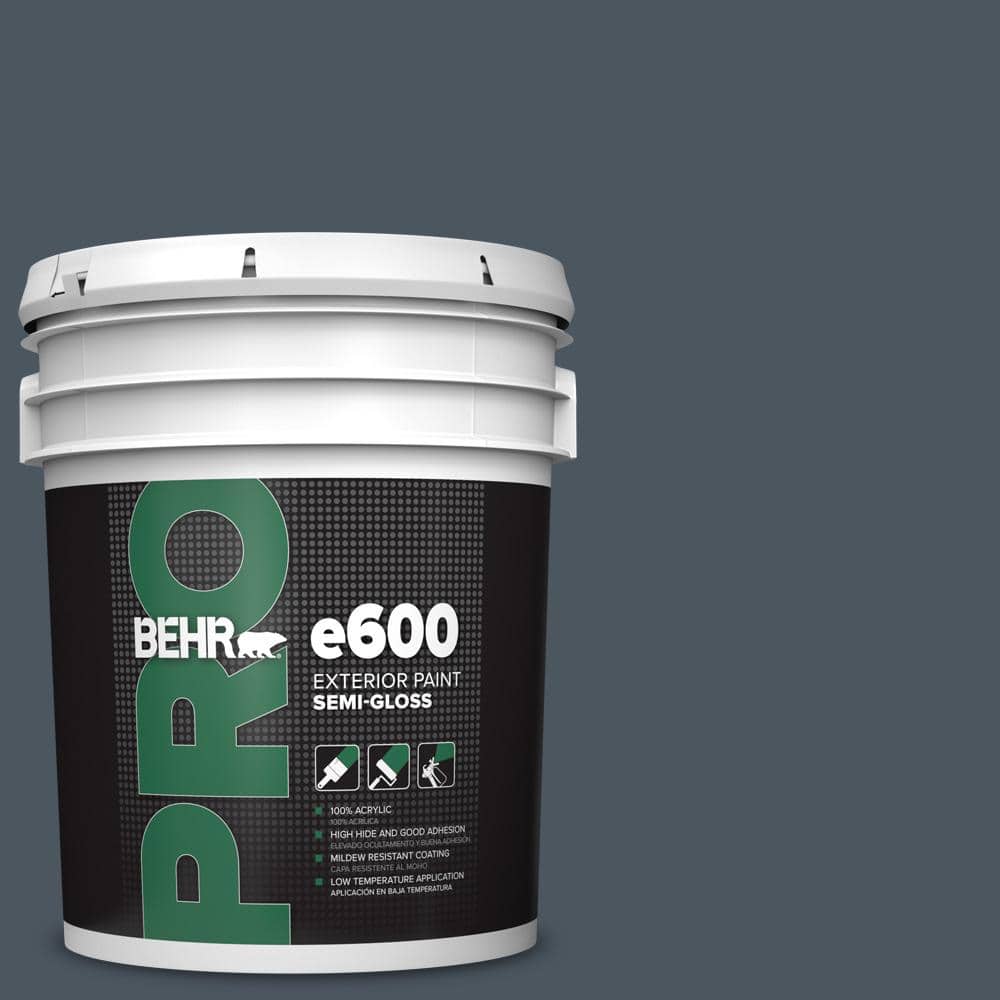 BEHR PRO 5 gal. #N480-7 Midnight Blue Semi-Gloss Acrylic Exterior Paint