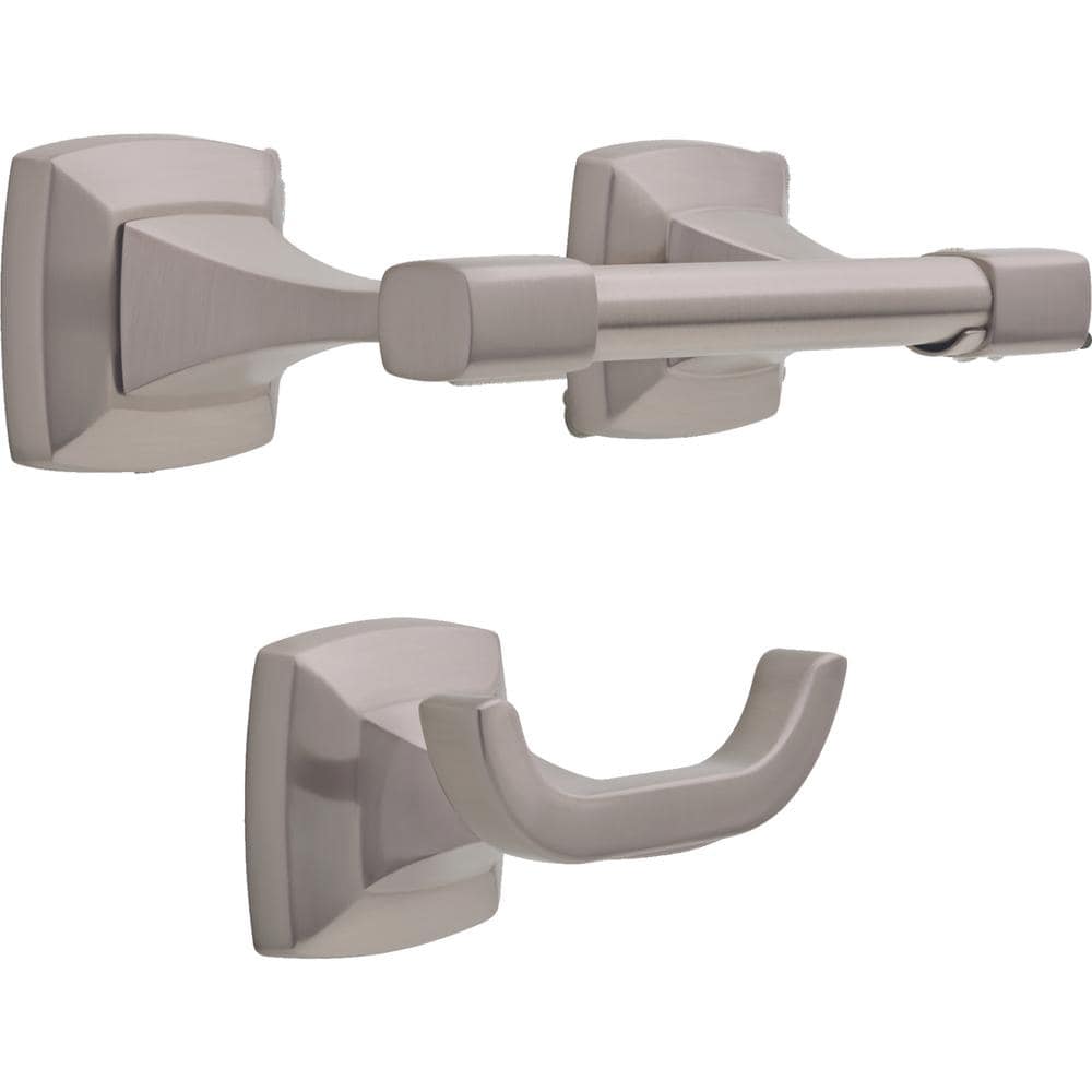 Delta Portwood 2-Piece Bath Hardware Set with Toilet Paper Holder, Towel Hook in Brushed Nickel (1)