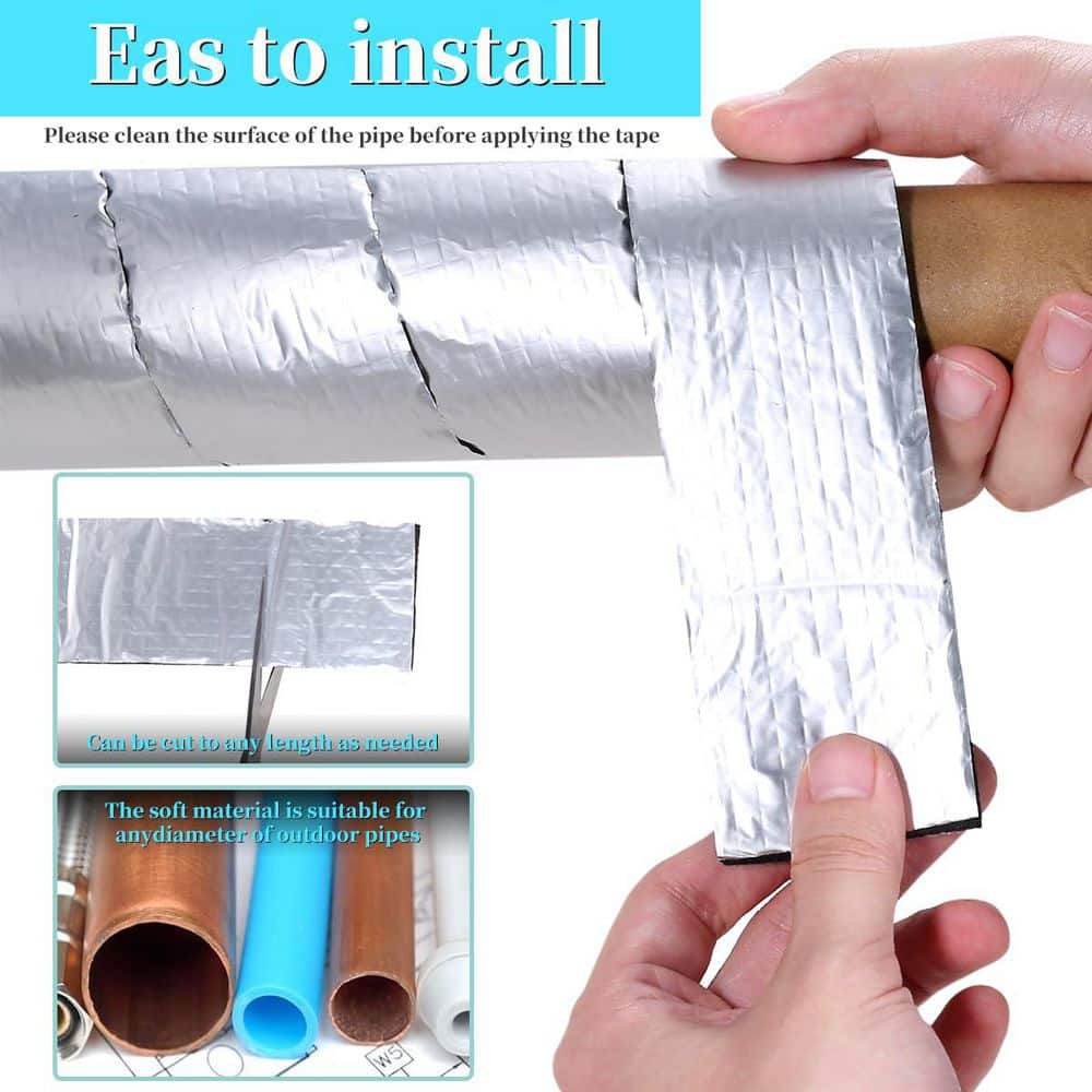 NVNOO 0.2 in. x 2 in. x 32.8 ft. R-1 Outdoor Pipe Insulation Wrap, for Winter Freeze Protection (2-Pack) (2)