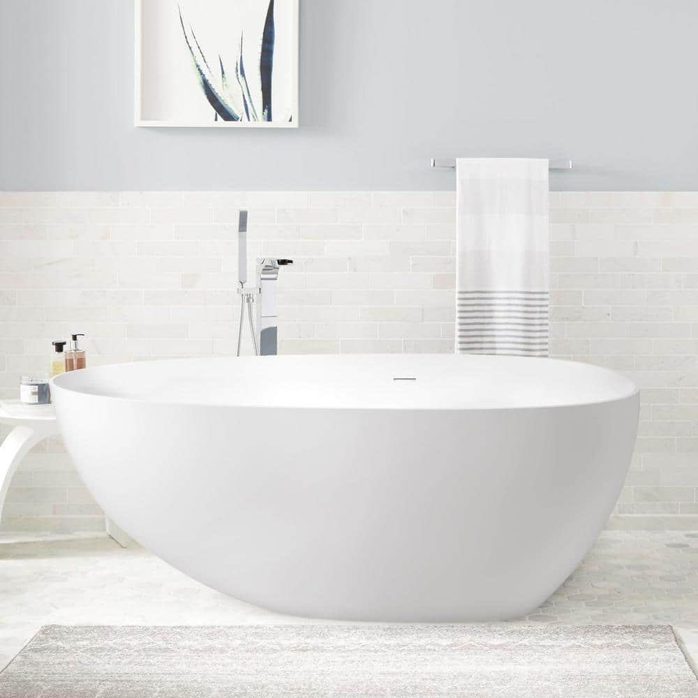 Zeus & Ruta Luxury 35.5 in. Stone Resin Soaking Bathtub with Center Drain (2)