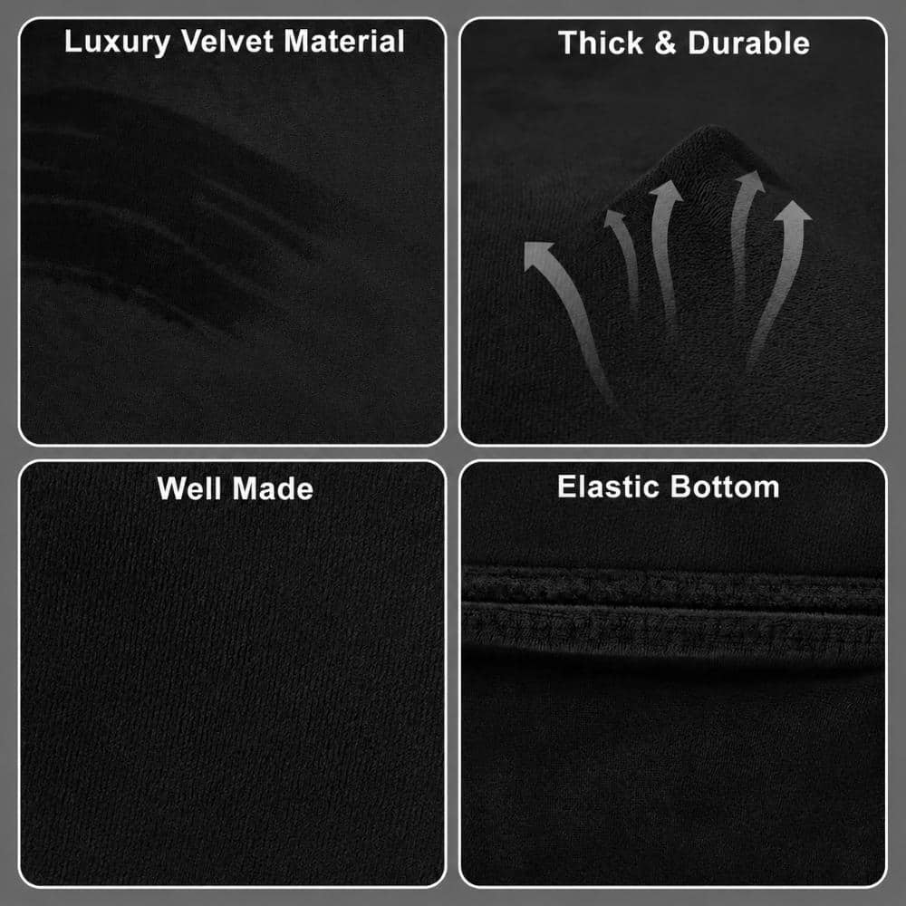 Unbranded Black Stretch Velvet Toilet Tank Lid Cover Soft Plush Universal Fit 13 to 17 in. Machine Washable (3)