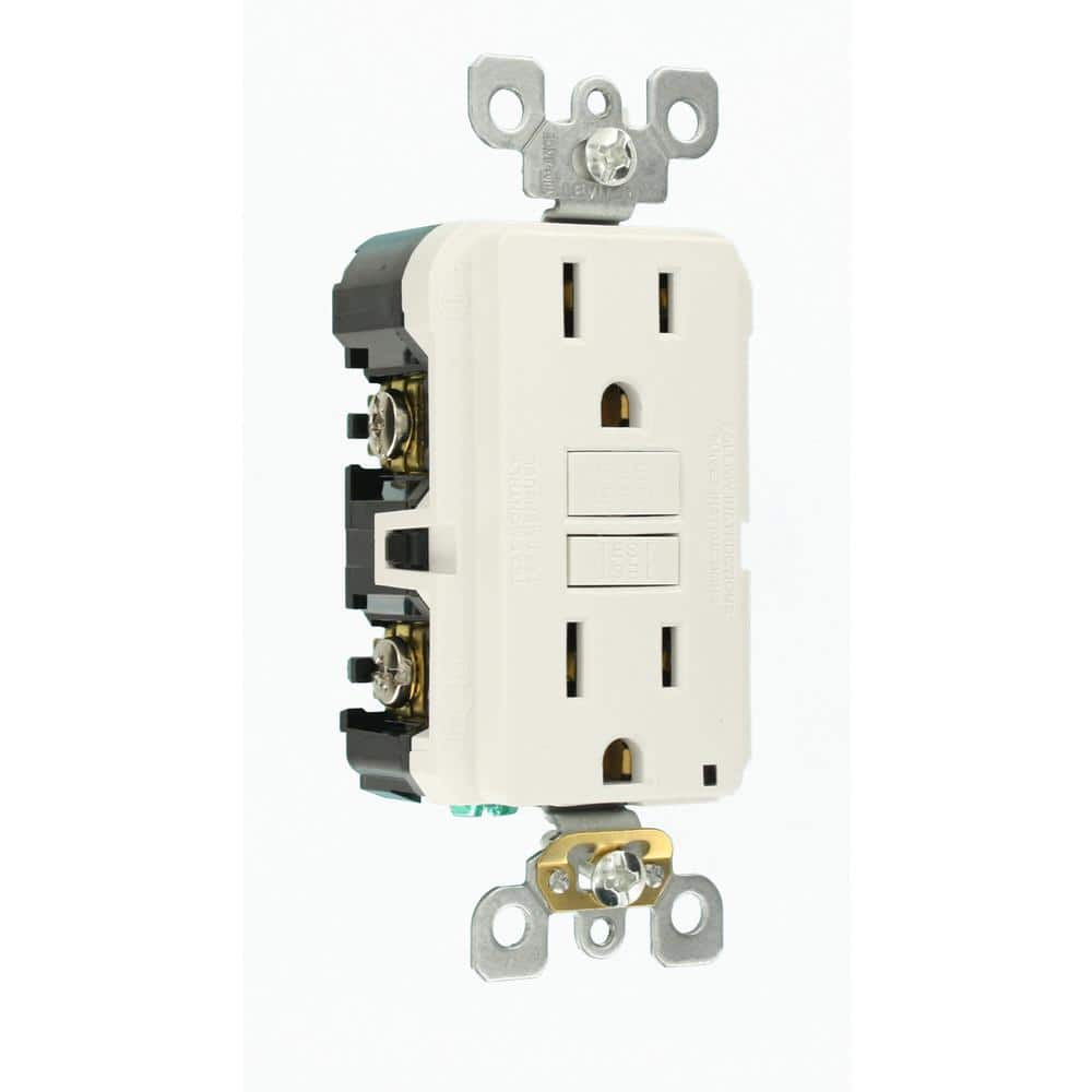 Leviton 15 Amp Self-Test SmartlockPro Slim Duplex GFCI Outlet, White GFNT1-KW (4)