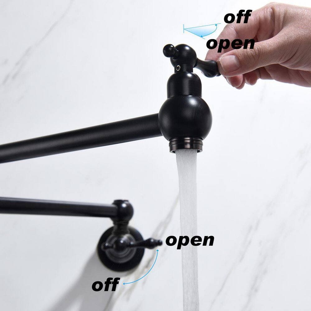 BEARSOLIM Pot Filler Faucet Wall Mount 2 Handles Bidet Faucet With Mounting accessories in black (3)