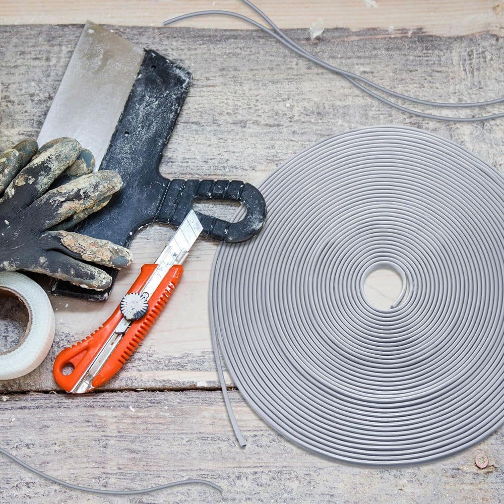 Laybus Gray 1/4 in. x 100 ft. Backer Rod Foam Rubber Caulk Saver Concrete Expansion Joint Filler Weather Strip Seal (2)