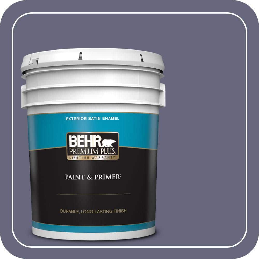 BEHR PREMIUM PLUS 5 gal. #630F-6 Violet Evening Satin Enamel Exterior Paint & Primer