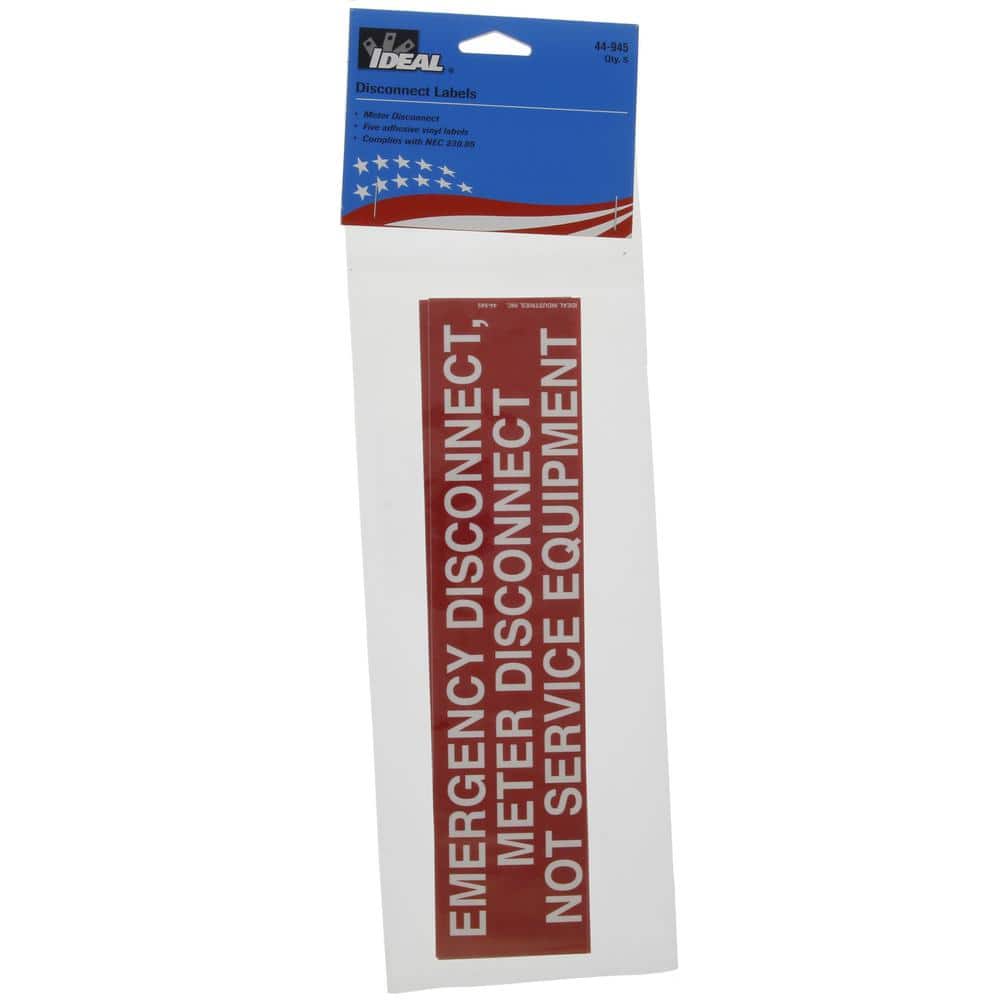 IDEAL NEC Meter Disconnect Label, 2-1/8 in. x 9 in. Adhesive (5 Pack) (3)