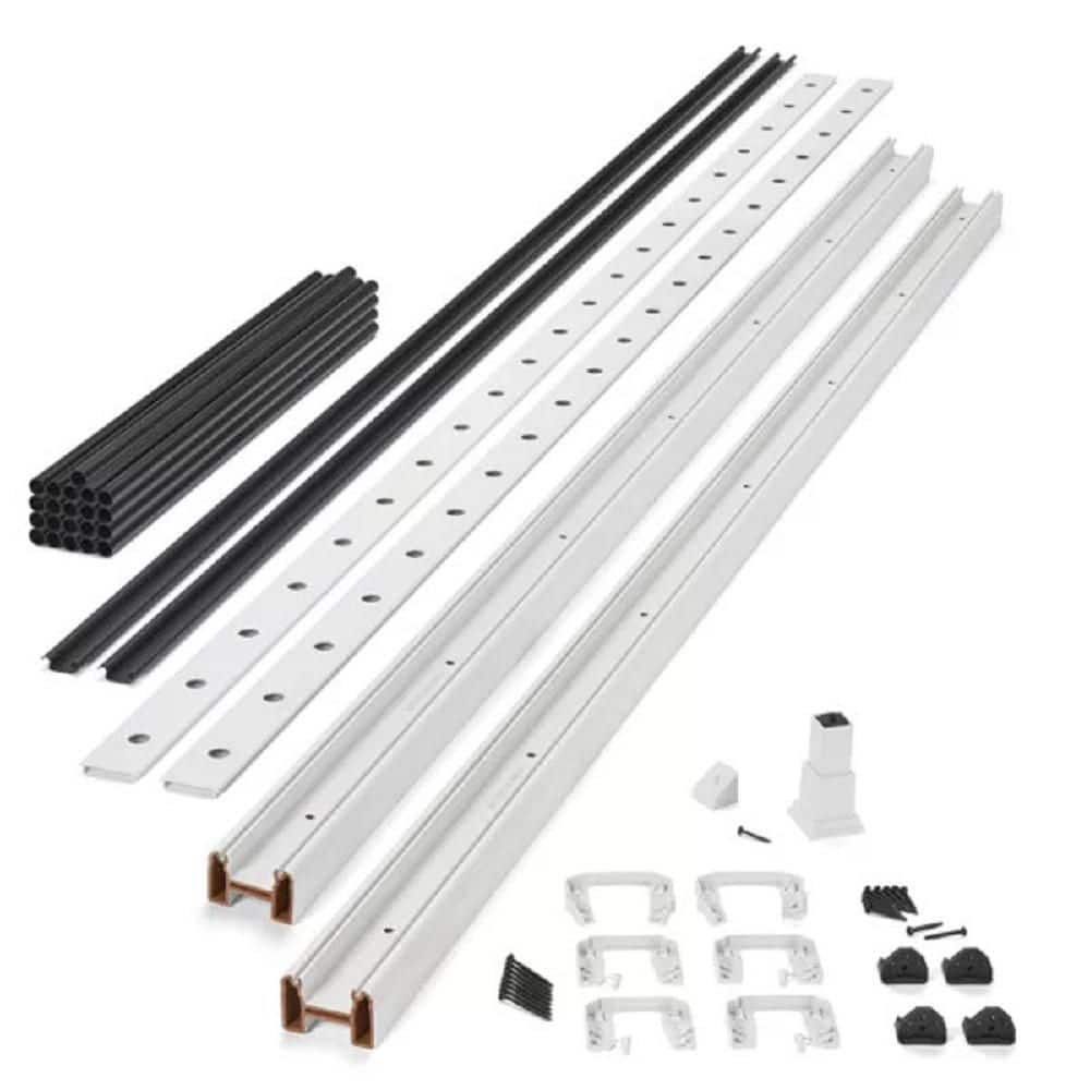Trex Transcend 8 ft. x 36 in. Classic White Composite Horizontal Cocktail Deck Rail Kit with Black Round Aluminum Balusters