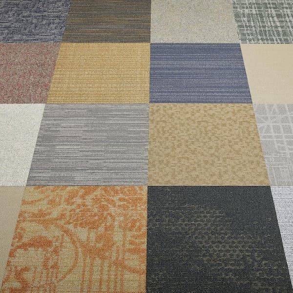 TrafficMaster Versatile - Assorted - Multi-Colored Commercial/Residential 24 x 24 in. Peel and Stick Carpet Tile Square (40 sq. ft.)